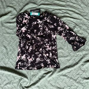 Karl Lagerfeld Black and Pink Floral Blouse